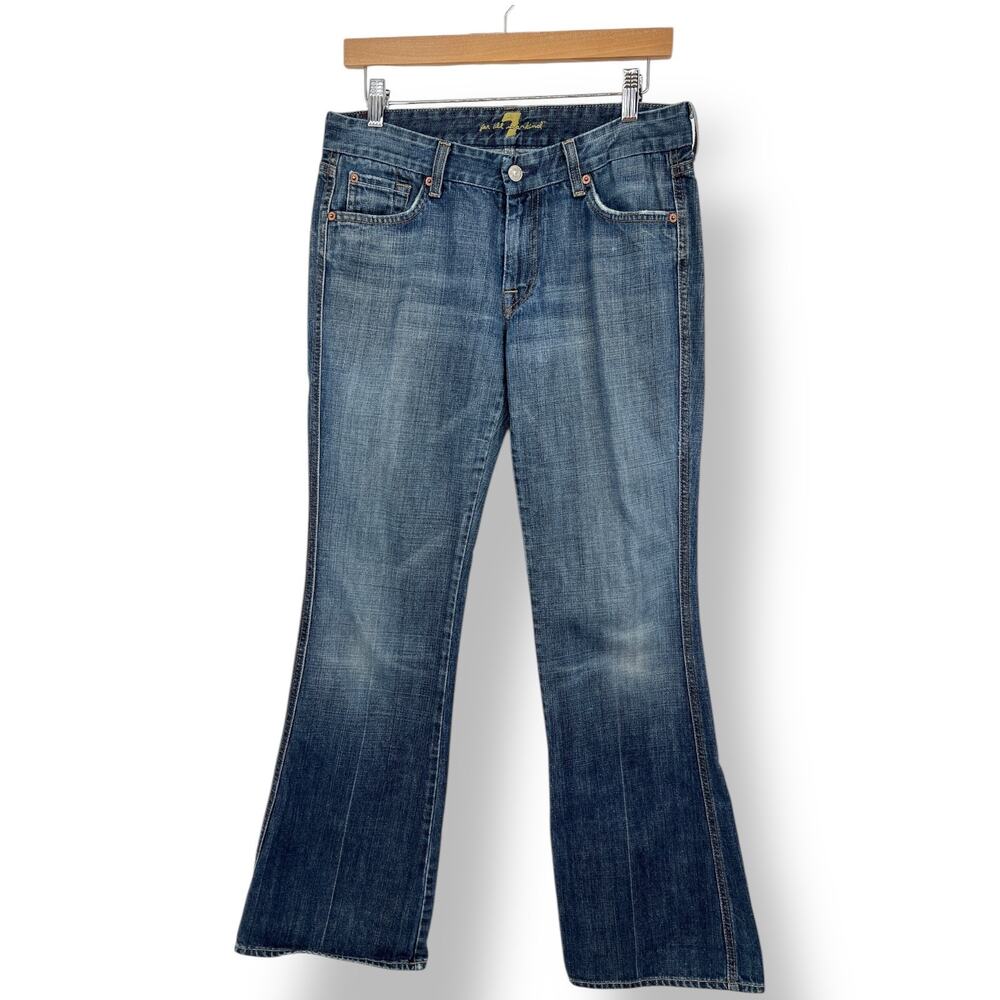 7FAM 7 For All Mankind A-Pocket‎ Flare Low Rise Women's 31 Blue Denim Jeans